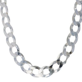 Silver Flat Curb Chain 26"