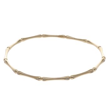 14ct Yellow Gold 0.15ct Brilliant Cut Diamond Bamboo Bangle