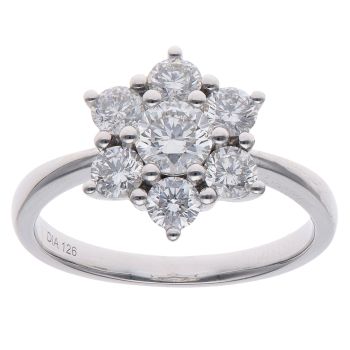 18ct White Gold 1.26ct Brilliant Cut Diamond Daisy Cluster Ring