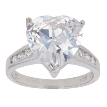 9ct White Gold Cubic Zirconia Heart Ring