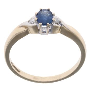 9ct Yellow Gold 0.05ct Sapphire And Diamond Ring