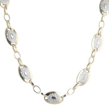 14ct Yellow and White Gold Greek Key Disc Chain 22"