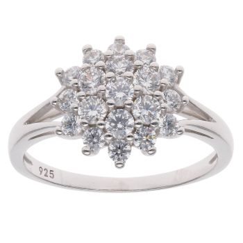 Silver Cubic Zirconia Cluster Ring By Icesia