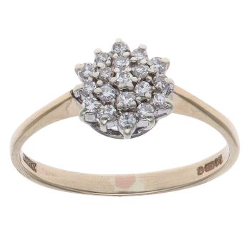 9ct Yellow Gold 0.20ct Brilliant Cut Diamond Cluster Ring