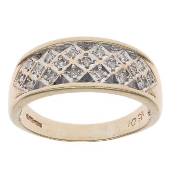 9ct Yellow Gold 0.15ct Brilliant Cut Diamond Fancy Ring