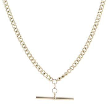 9ct Yellow Gold Curb T-Bar Chain 18"