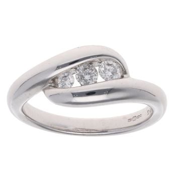 18ct White Gold 0.20ct Brilliant Cut Diamond Trilogy Ring