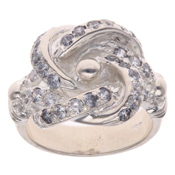 Silver Cubic Zirconia Knot Ring