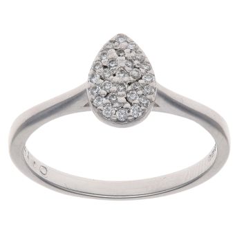9ct White Gold 0.16ct Brilliant Cut Diamond Pear Cluster Ring