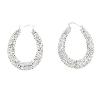 Sterling Silver Crystal Glitter Creole Earrings by Icesia