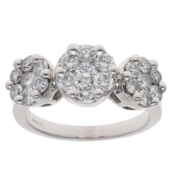 18ct White Gold 1.30ct Brilliant Cut Diamond Cluster Ring