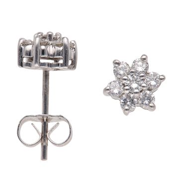 14ct White Gold 0.50ct Brilliant Cut Diamond Cluster Stud Earrings