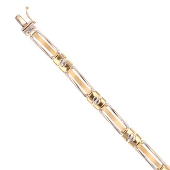 18ct Yellow And White Gold Gate And Screw Patterned Bracelet 7"