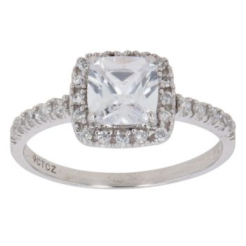 9ct White Gold Cubic Zirconia Cluster Ring