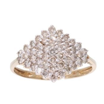 9ct Yellow Gold 1.00ct Diamond Cluster Ring