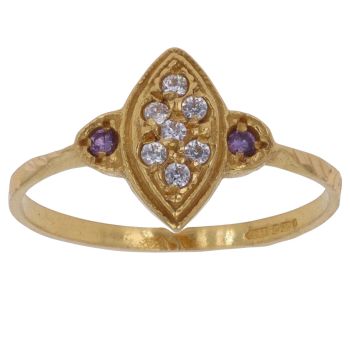 22ct Yellow Gold Cubic Zirconia Shield Fancy Ring