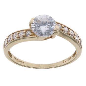 9ct Yellow Gold Cubic Zirconia Twist Solitaire Ring