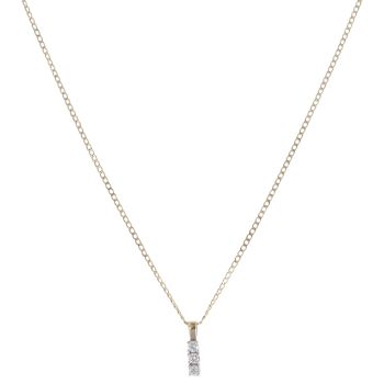 9ct Yellow Gold 0.30ct Diamond Trilogy Pendant and Chain 16"