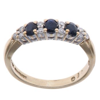 9ct Yellow Gold 0.10ct Diamond and Sapphire Fancy Ring