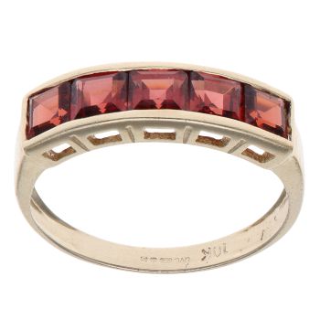 9ct Yellow Gold Orange Sapphire Five Stone Ring