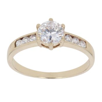 9ct Yellow Gold Cubic Zirconia Single Stone Ring