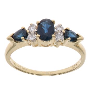 18ct Yellow Gold 0.21ct Diamond and Sapphire Ring