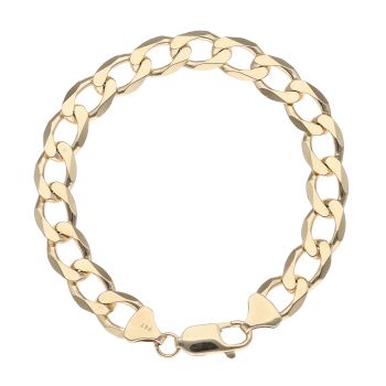 9ct Yellow Gold Plain Curb Bracelet 7.5"