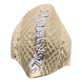 9ct Yellow and White Gold Textured Greek Key Fancy Ring