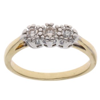 18ct Yellow Gold 0.20ct Brilliant Cut Diamond Trilogy Ring