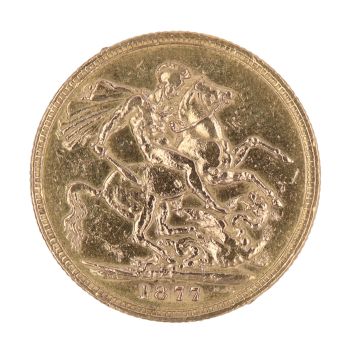1877 Victoria Young Head Australia Full Sovereign Coin