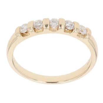 9ct Yellow Gold 0.25ct Brilliant Cut Diamond Five Stone Ring