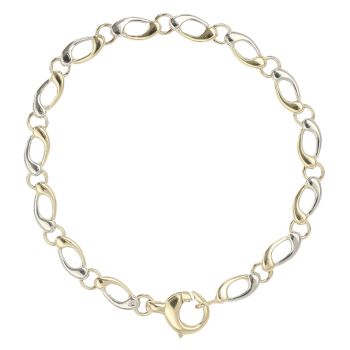 9ct Yellow and White Gold Circle Link Fancy Bracelet 7"