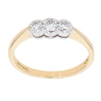18ct Yellow Gold 0.35ct Brilliant Cut Diamond Trilogy Ring