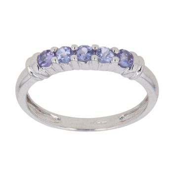 9ct White Gold Tanzanite Five Stone Ring