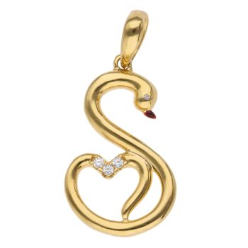 22ct Yellow Gold Cubic Zirconia Swan Pendant