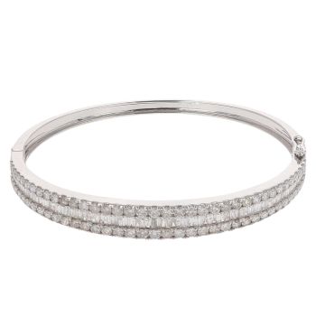 9ct White Gold 5.00ct Brilliant Cut Diamond Bangle