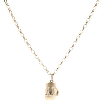 9ct Yellow Gold Boxing Glove Pendant and Chain 28"