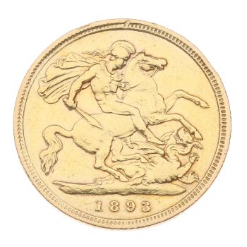1893 Victoria Old Head UK Half Sovereign Coin