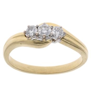 18ct Yellow Gold 0.35ct Brilliant Cut Diamond Trilogy Ring