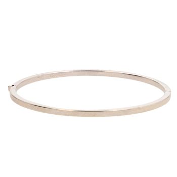 9ct White Gold Plain Hinged Bangle