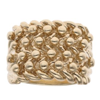 9ct Yellow Gold Four Row Keeper Ring