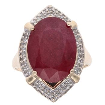 9ct Yellow Gold 0.20ct Diamond and Ruby Cluster Ring