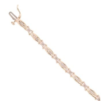 9ct Yellow And White Gold 0.50ct Brilliant Cut Diamond Bracelet 7"