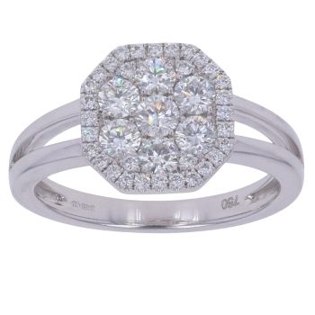 18ct White Gold 0.85ct Brilliant Cut Diamond Cluster Ring