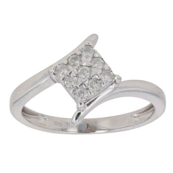 9ct White Gold 0.20ct Brilliant Cut Diamond Cluster Twist Ring