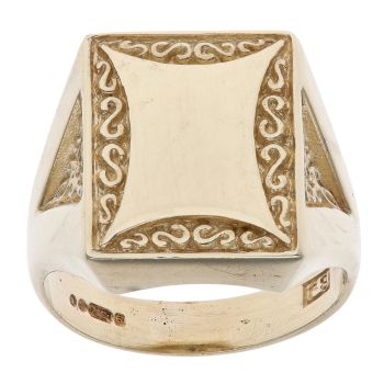 9ct Yellow Gold Patterned Signet Ring