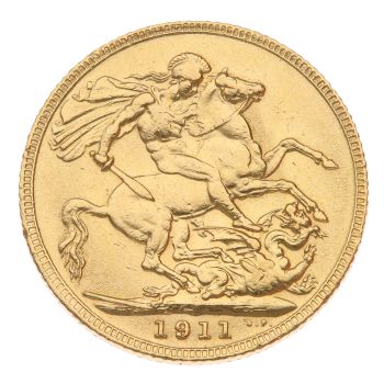 1911 George V Large Head UK Full Sovereign Coin