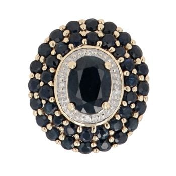 9ct Yellow Gold 0.05ct Diamond and Sapphire Cluster Ring