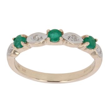 9ct Yellow Gold 0.04ct Diamond And Emerald Ring