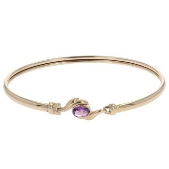 9ct Yellow Gold Amethyst Hinged Bangle